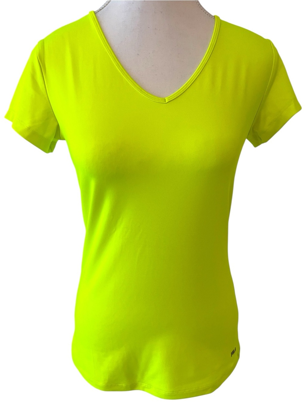 Fila Neon Yellow V-Neck Short Sleeve Tee Small